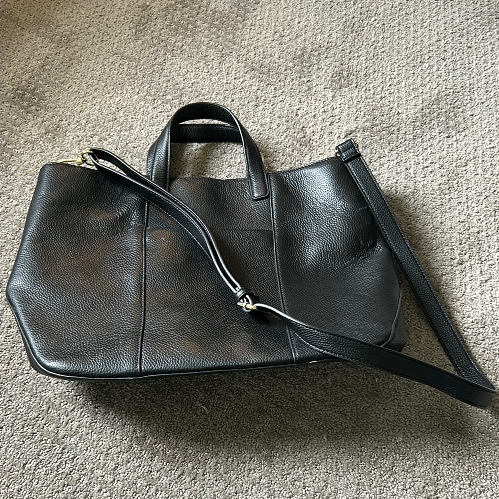 Elegant Black Leather Tote Bag
